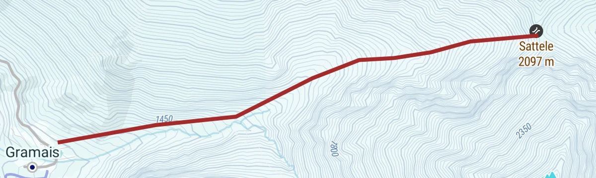 Route map: Skitour auf das Sattele